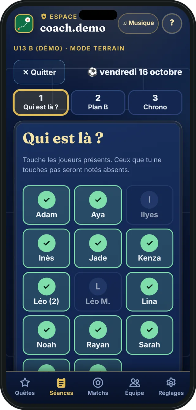 Mode terrain : « Qui est là ? », une tuile par joueur pour faire l'appel